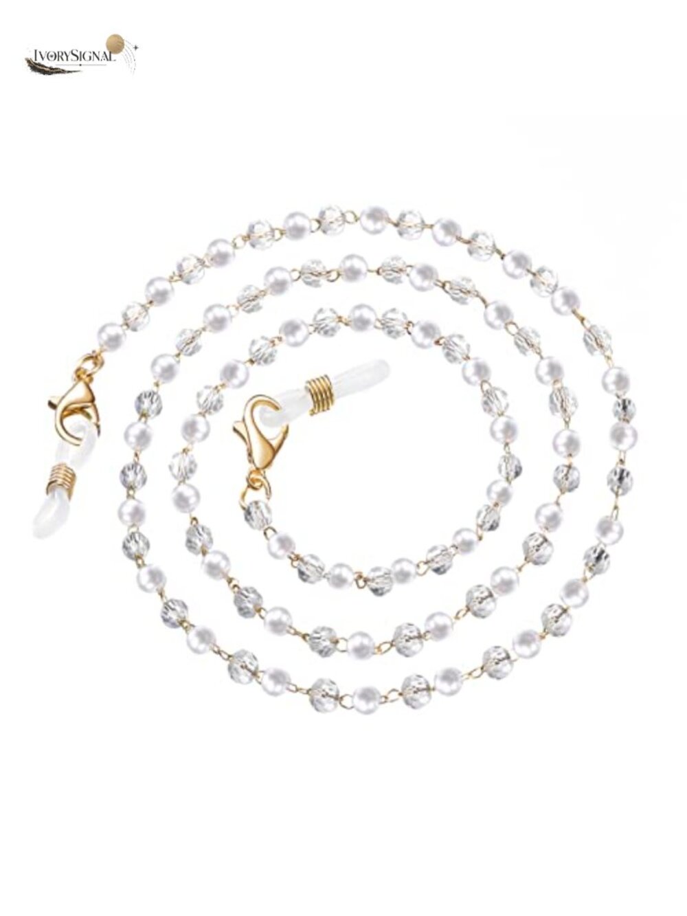 Crystal Beaded Eyeglass Chain with Pearl Sunglasses Mask Lanyard - Picture 1 of 5